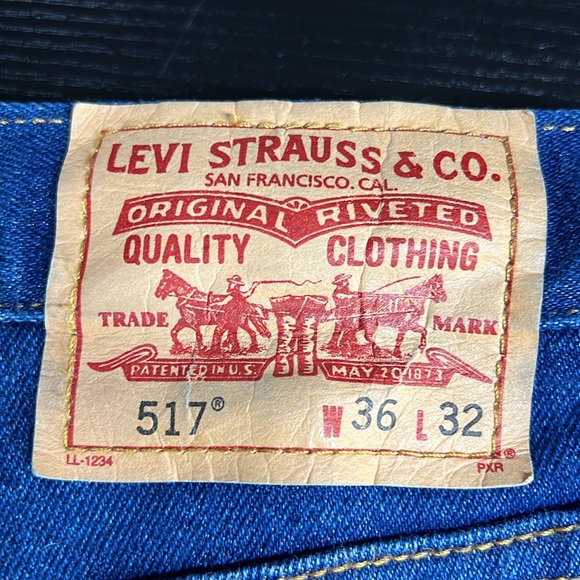 Levis 517 Jeans Mens 36x32 Blue Denim Bootcut Fit Dark Stone Wash Red Tab Cotton - Picture 3 of 14